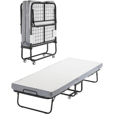 VEVOR Rollaway Bed met 10 cm matras, opvouwbaar eenpersoonsbed met traagschuimmatras (190 x 81 cm), draagvermogen van 136,1 kg Logeerbed voor volwassenen, metalen bed voor slaapkamer/woonkamer