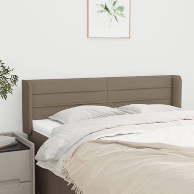 vidaXL - Hoofdbord - met - randen - 147x16x78/88 - cm - stof - taupe