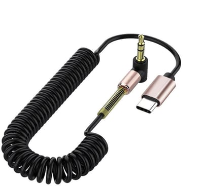 USB C naar AUX Kabel - Type C Audiokabel - Muziek Luisteren Auto - Intrekbaar Ontwerp - 1 meter - Zwart