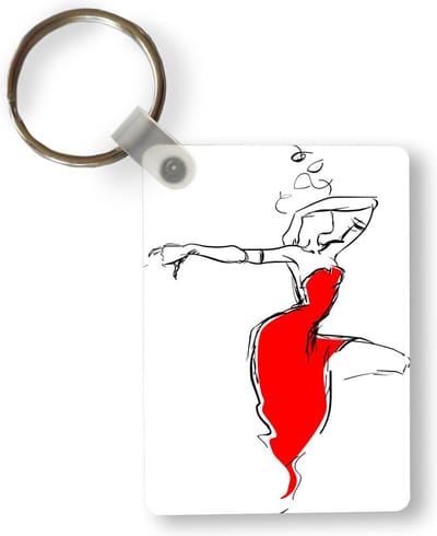 Sleutelhanger - Sensuele line-art illustratie van een dansende vrouw - Uitdeelcadeautjes - Plastic