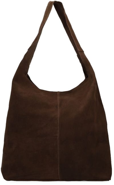 Manfield - Donkerbruine suède shopper