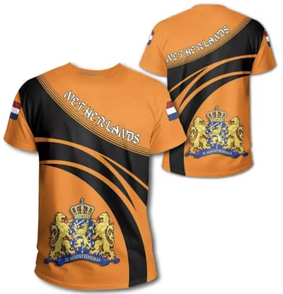 WK Voetbal 2026 T-shirt - Nederland / Oranje - Maat: M - Kleur: Oranje - Unisex / Universeel - Hoge Kwaliteit - Tshirt met Leeuw - Mannen Shirt - Leeuw & Netherlands / Nederland Shirt - Nederlands Elftal - Wereld Kampioenschap 2026 Jersey