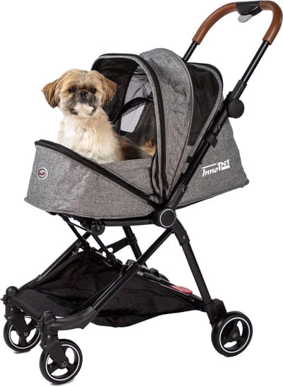 InnoPet Hondenbuggy - City buggy - Zeer compact inklapbare hondenbuggy - Voor honden tot 11kg - Grijs