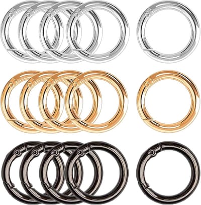 Ronde Karabijnhaken 40 mm - 15 Stuks - Veerhaken voor Tassen en Sleutelhangers