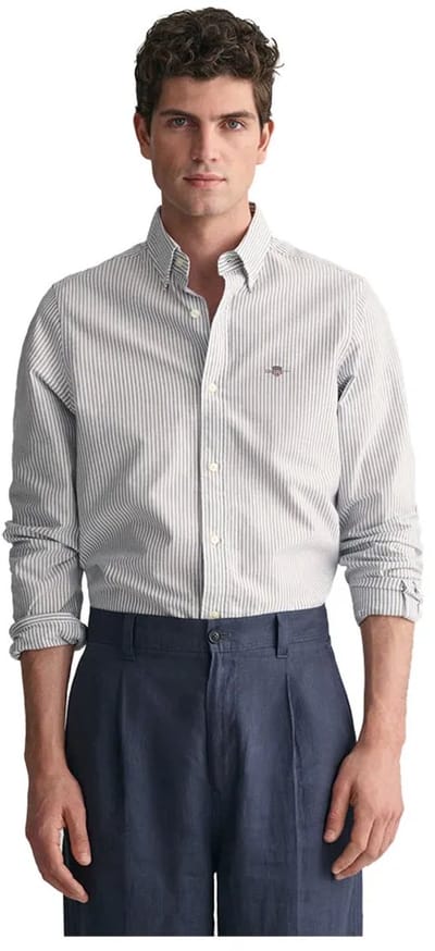 Gant Slim Oxford Banker Stripe Overhemd Met Lange Mouwen Wit 2XL Man