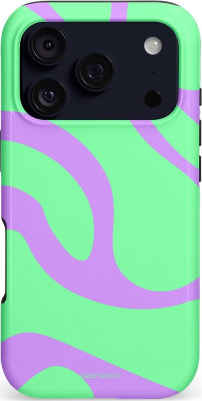 Casetastic hoesje geschikt voor Apple iPhone 17 Pro - MagSafe - Dubbellaagse bescherming - Pastelgolven Mint-Lila - Fashion Case - Groen Lavendel