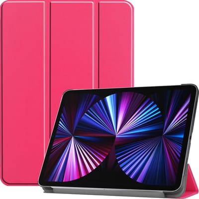 Hoesje - Geschikt voor Apple iPad Pro (2021) - 11 inch - 3e generatie - Dun & Stevig - Hardcover Book Case - Trifold Bookcase Hoes - Hard Cover - Tablethoes - Donkerroze