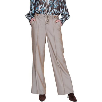 Geisha Broek Wide Leg Pantalon Met Striksluiting 61572 26 Dark Sand Dames Maat - S