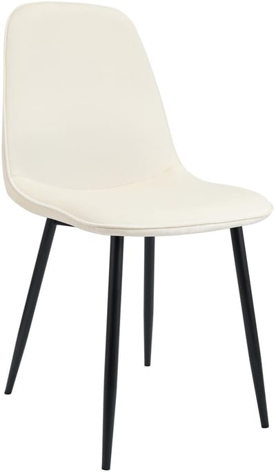CLP Maryam Eetkamerstoel - klassiek - met rugleuning - zwart metalen frame - belastbaar tot 150 kg - Fluweel/creme