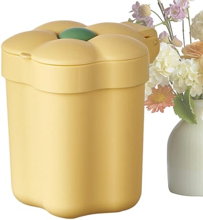 Prullenbak Bureau - Afvalbak Mini - Bureau Opruimen - Decoratieve Bloemvorm - 2.4 Liter - Geel