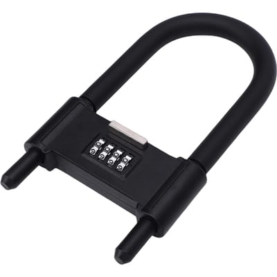 4-cijferig combinatieslot Heavy Duty Anti-diefstal Fiets U-slot met beugel voor glazen deur, poort, schuur, hek Bereik 120-150 mm black