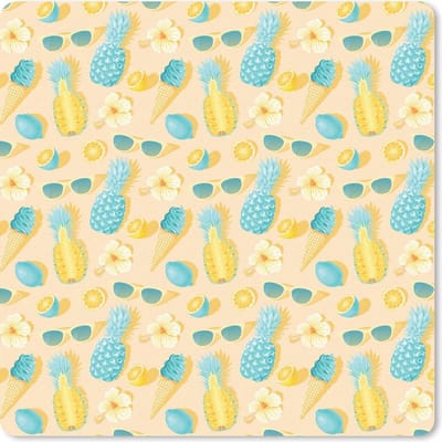 Muismat 20x20 cm - Mousepad Zomer - Patroon - Ananas - Muismatten