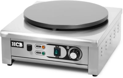 HCB® - Professionele Horeca Crêpe bakplaat - 230V - RVS / INOX - pannenkoeken pan - pannekoekenpan - pannenkoekenmaker - pannenkoekenplaat - 49x45x22.5 cm (DxBxH) - 22 kg - 1111
