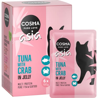 24x100g Maaltijdzakjes Tonijn & Krab Cosma Asia Kattenvoer