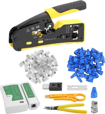 RJ45 Krimptangset voor CAT5/CAT6/CAT7 - Inclusief 50 Cat6 Stekkers en Netwerktools