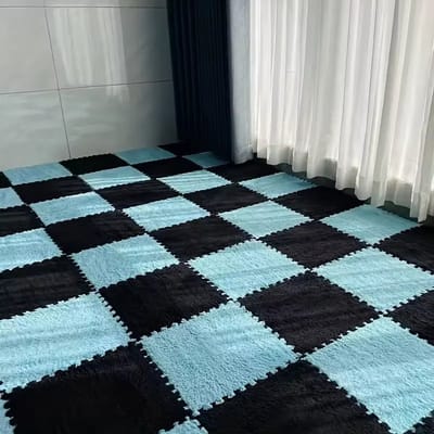 20 stuks Baby Anti-Slip Speelmat - BPA-vrij EVA Schuim Vloermat, Zachte Kinder Speelvloer, Activiteit Matten, Meubelbescherming, Herbruikbaar & Wasbaar - Zwart En Blauw