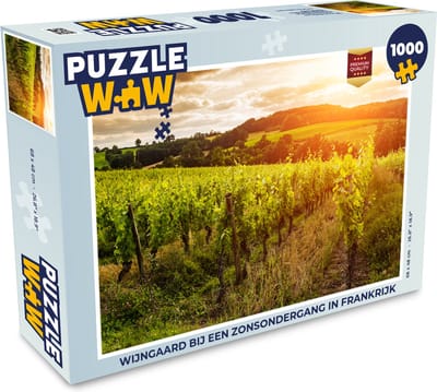 Puzzel Wijngaard bij een zonsondergang in Frankrijk - Legpuzzel - Puzzel 1000 stukjes volwassenen