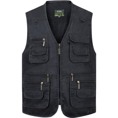 L-6XL Grote maat Nieuwe heren multi pocket katoenen vest casual met veel 14 zakken mouwloze jassen mannelijke outdoor fotovest 3XL zwart