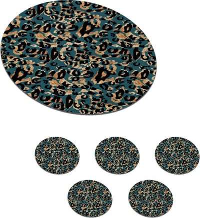 Onderzetters voor glazen - Rond - Panter - Luxe - Patronen - 10x10 cm - Glasonderzetters - 6 stuks