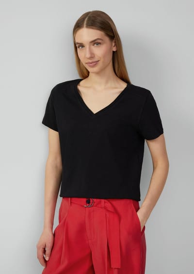 V-hals T-shirt van gemeleerd garen voor dames s.Oliver