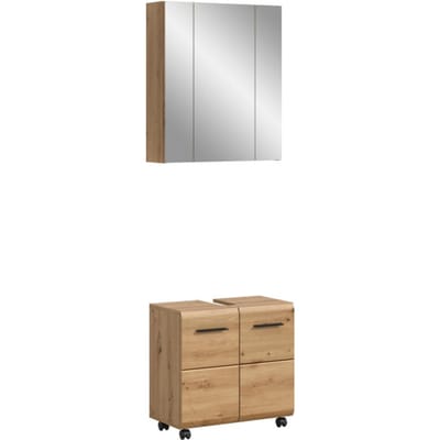 Furnilux Badcombinatie op wielen spiegelkast en wastafelkast artisan oak 60x185 cm