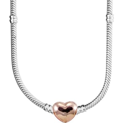 925 Sterling Zilver Sprankelende Kroon O Pave Hart Poetic Blooms Sluiting Slang Ketting Ketting Voor Populaire Kralen Charm Diy Sieraden 45cm white