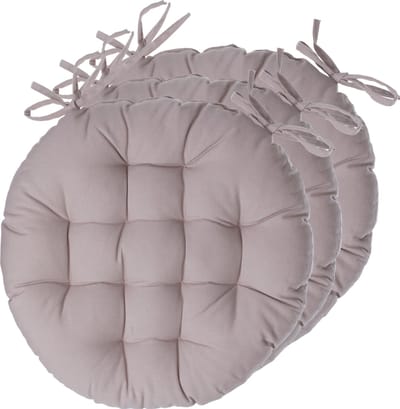 Atmosphera Tuinstoelkussens - 6x - beige - katoen - 38 x 38 x 6.5 cm - wicker zitkussen rond