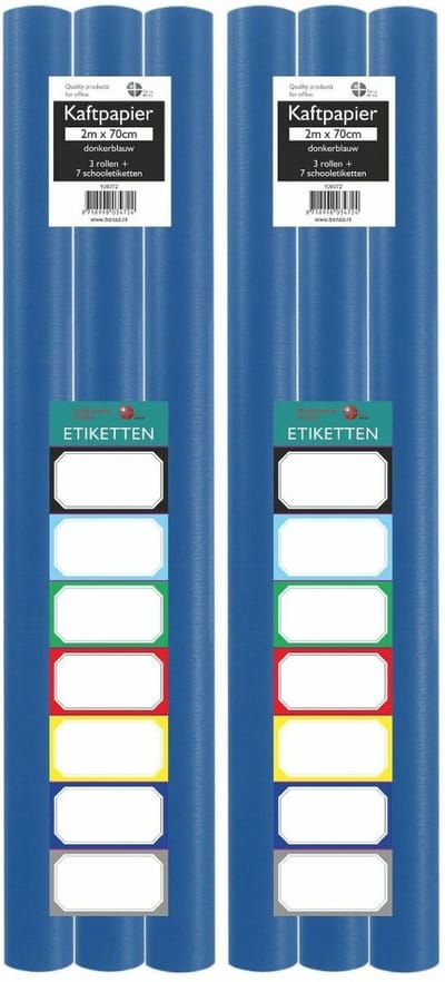 Benza Kaftpapier Schoolboeken - Donkerblauw - 200 x 70 cm - 6 rollen