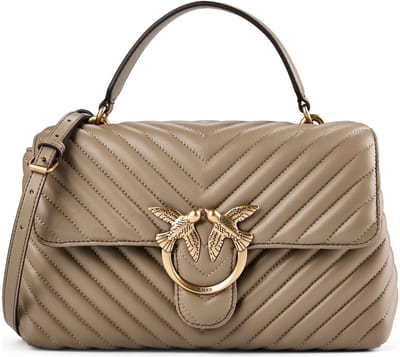 PINKO Love Lady Handtas Leder 25 cm - Dames - grigio talpa