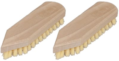 Buemag Schrobborstel - Set van 2x stuks - hout - met spitse neus - naturel - Schoonmaak artikelen - schoonmaakborstels