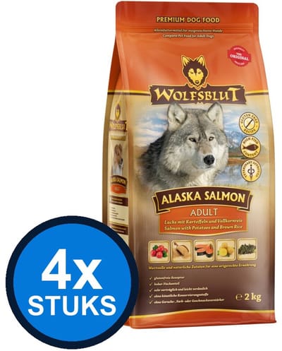 4x Wolfsblut - Adult Alaska Salmon - Hondenvoer Droogvoer - 2 kg