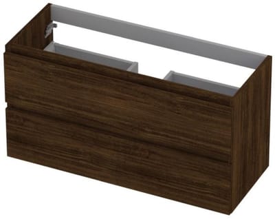 INK - Onderkast 2 Laden Greeploos met Houten Keerlijst - 1000x400x520 Mm - Koper Eiken