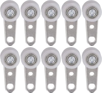 Stainless Steel Sliding Roller met 2 Nylon Wielen voor Hangende Trolleys en Kastdeuren - 10 Stuks, 44mm L