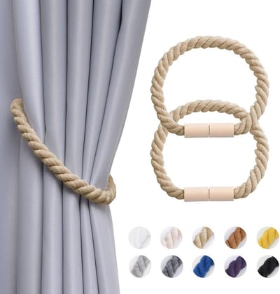 Handgemaakte Magnetische Gordijnhouders - Boho Decoratie voor Thuis en Kantoor - Dubbele Katoenen Touw - 2 Stuks - Perfecte Styling voor Raamdecoratie