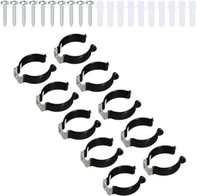 LED Gloeilamp Beugelhouder - Montage - Roestvrij Staal - Fluorescerende Buis - Schroef Pijpklemmen - Veer Tool Clips - Zwart - Pack van 10.