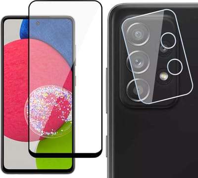 Screenprotector geschikt voor Samsung Galaxy A52s - Gehard Glas Full Screen - Met Camera Screen Protector