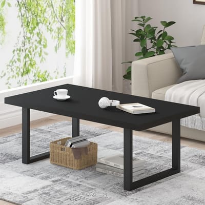 Moderne salontafel - Middentafel rechthoek - Woonkamer inrichten - Industrieel houten design - 60 x 120 cm - Zwart eiken