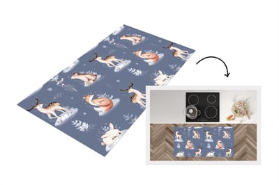Keukenloper - Loper keuken - Winter - Patroon - Dieren - 120x60 cm - Keukenloper vinyl