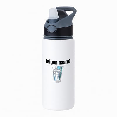 Hacebo® - tandarts materiaal met eigen naam waterfles met rietje zwart - Tandarts - mondhygiënisten/tandartsen - iemand die tandarts is of mondhygiënist - verjaardag - cadeau - kado - geschenk - water fles - 650ML