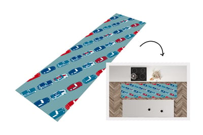 Keukenloper - Loper keuken - Patroon - Auto - Race - 200x50 cm - Keukenloper vinyl