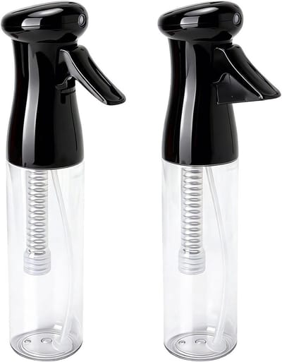 Set van 2 ultrafijne sprayflessen, continue sprayflessen van 300 ml voor haar, planten en schoonmaak, druppelvrije verstuivers in zwart en wit