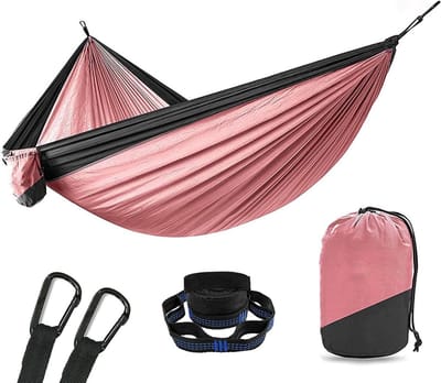 Hangmat Outdoor - Kampeerhangmat - Buiten Ontspannen - Met Klamboe - 1-2 Persoon - Roze