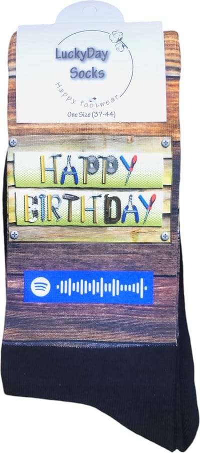Spotify liedjes Sokken – Gepersonaliseerd cadeau – Jou muziek op sokken – Gereedschap – Kado - cadeau - Klussen sokken – Muziek Sokken – Jarig – Grappige cadeau - Verjaardags cadeau - Maat 37-44