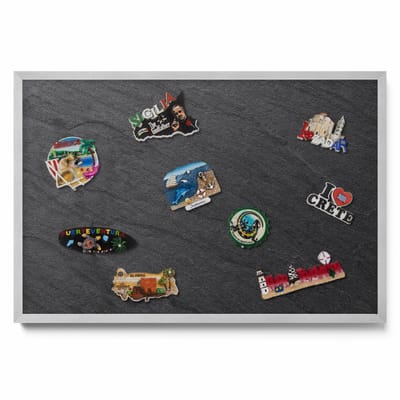 Tulup Magneetbord met Zilveren Frame - Zwart Magneetbord met Ontwerpen - 60 cm x 40 cm - Stenen muurtextuur - Magneetbord Voor Thuiskantoor - Magnetisch Bord voor Thuis en Kantoor - Magneetbord voor Herinneringen