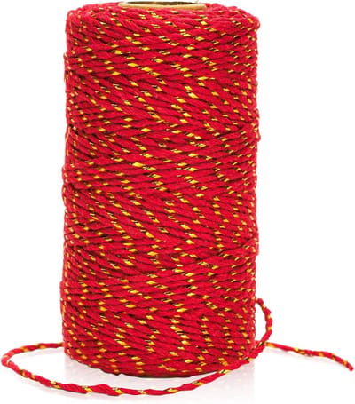 Rode Katoenen Touw van 100m voor DIY Creaties, Tuinieren en Ambacht, 2mm Sterk Katoen Touw