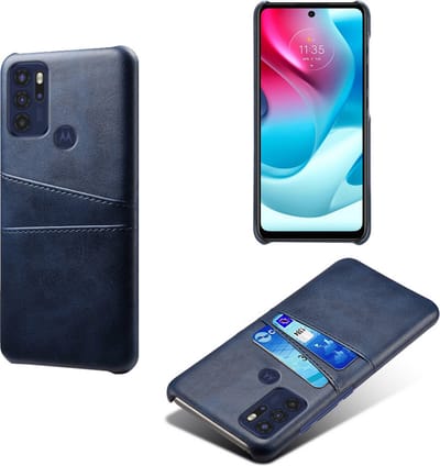 Backcover met Opbergvakjes + PMMA Screenprotector voor Motorola Moto G60s _ Blauw