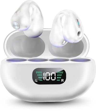 Auralis Halo Open-Ear Oortjes voor Sport – Bone Conduction Headphone - Draadloze Koptelefoon met Microfoon - Oordopjes Draadloos met Microfoon voor Hardlopen & Fitness - Wit