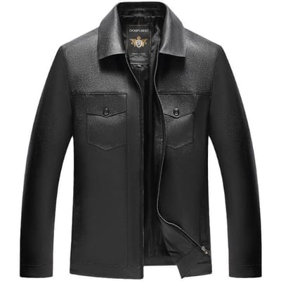 Herenleren jas Heren Nieuwe Lente Mode Koreaanse Versie Slim-fit Trend Trackless Revers Motorleren jas 60