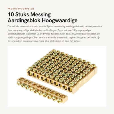 Dailygoods - 10 Stuks Messing Aardingsblok - Hoogwaardige Elektrische Terminal Blokken
