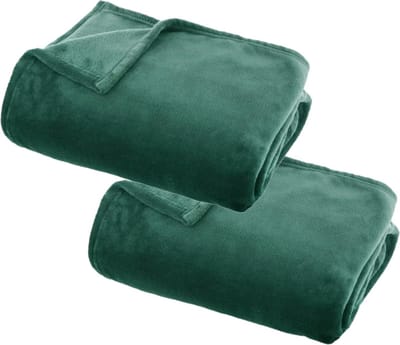 Atmosphera Plaid deken - 2x - groen - polyester - 130 x 180 cm - Bankdeken - Fleece plaid